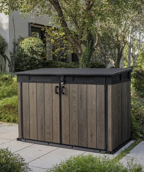 Keter Signature Decocoat Walnut 2020L Pent Garden storage 6x3 ft 1325mm 1905mm