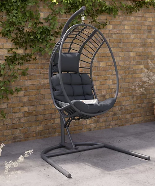 Maeria Dark grey Metal Hanging egg chair